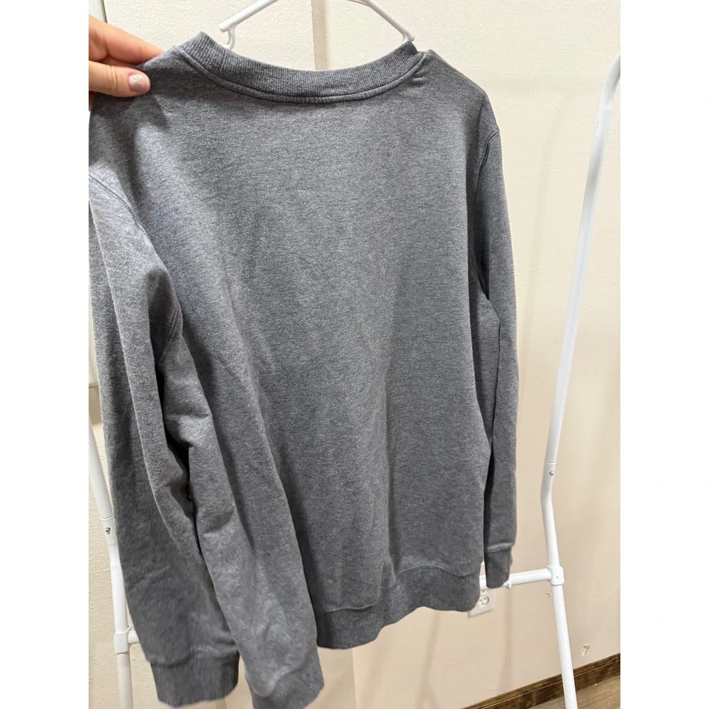 Michael Kors Womens Heather Gray Graphic Logo Crew Neck Sweatshirt Size L